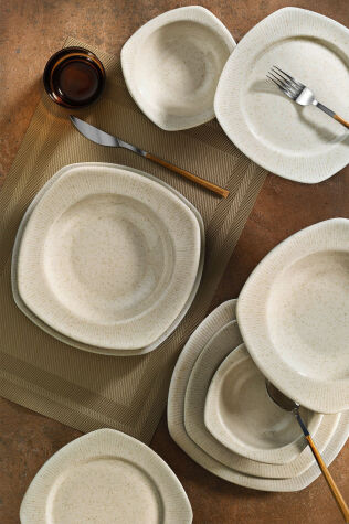 Kütahya Porselen Çisil 24 Parça 6 Kişilik Yemek Takımı Tarçın - Kütahya Porselen