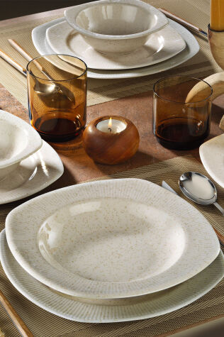 Kütahya Porselen Çisil 24 Parça 6 Kişilik Yemek Takımı Tarçın - Kütahya Porselen