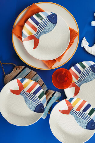 Kütahya Porselen Coastal Living 4 Parça 20 Cm Pasta Tabağı - Kütahya Porselen