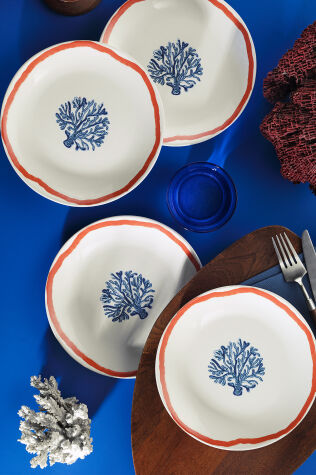 Kütahya Porselen Coastal Living 4 Parça 20 Cm Pasta Tabağı 923 - Kütahya Porselen