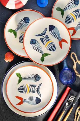 Kütahya Porselen Coastal Living 4 Parça 25 Cm Servis Tabağı - Kütahya Porselen