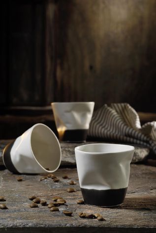 Kütahya Porselen Crash 3 Parça Kahve Seti 100 cc Krem/Siyah - Kütahya Porselen