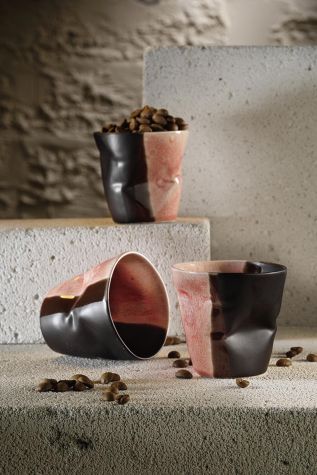 Kütahya Porselen - Kütahya Porselen Crash 3'lü Kahve Seti Siyah/Kırmızı