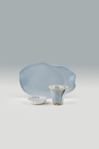 Kütahya Porselen Crash Gala 3’lü İkram Seti Ice Blue - Kütahya Porselen