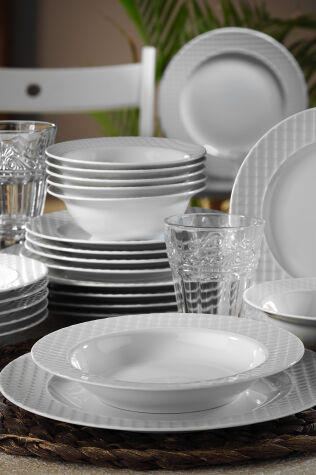 Kütahya Porselen Ekose 24 Parça 6 Kişilik Yemek Takımı - Kütahya Porselen