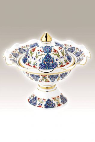 Hanedan Şekerlik 2 Parça 22 cm Dekor No:415 - Kütahya Porselen