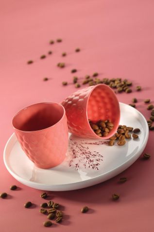 Kütahya Porselen - Kütahya Porselen Favo 2'li Espresso Kahve Seti Pembe