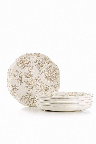 Kütahya Porselen Fleur 6 Parça 20 Cm Pasta Tabağı - Kütahya Porselen