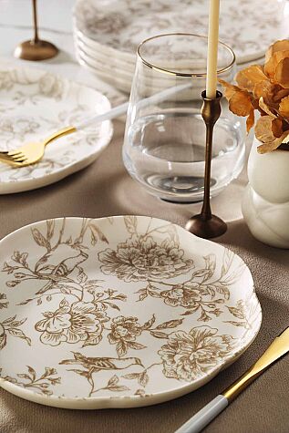 Kütahya Porselen Fleur 6 Parça 20 Cm Pasta Tabağı - Kütahya Porselen