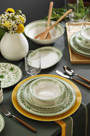 Kütahya Porselen Flora 27 Parça 6 Kişilik Yemek Takımı Yeşil - Kütahya Porselen