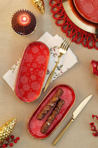 Kütahya Porselen Holyday 2 Parça 21 Cm Kayık Tabak Kırmızı - Kütahya Porselen