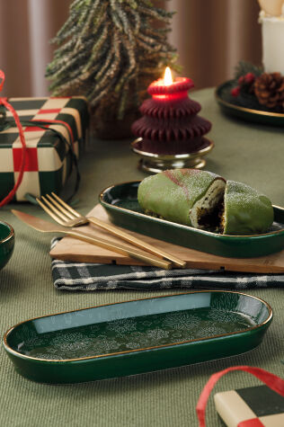 Kütahya Porselen Holyday 2 Parça 21 Cm Kayık Tabak Yeşil - Kütahya Porselen