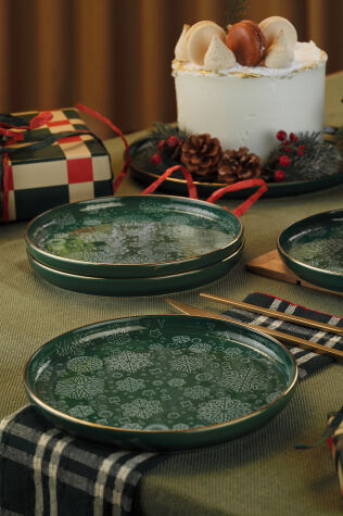 Kütahya Porselen Holyday 4 Parça 19 Cm Servis Tabağı Yeşil - Kütahya Porselen