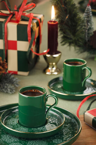 Kütahya Porselen Holyday 4 Parça 2 Kişilik Kahve Takımı Yeşil - Kütahya Porselen