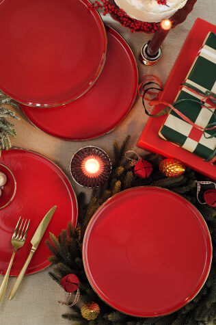 Kütahya Porselen Holyday 4 Parça 27 Cm Servis Tabağı Kırmızı - Kütahya Porselen