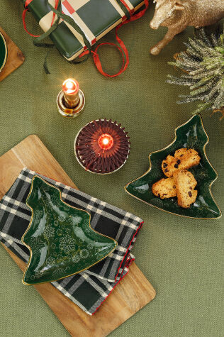 Kütahya Porselen Holyday Çam Ağacı 2 Parça 17 Cm Meze Tabağı Yeşil - Kütahya Porselen