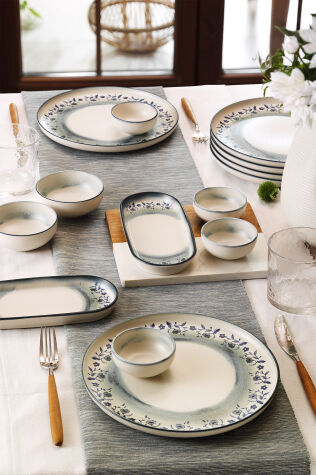 Kütahya Porselen Indigo Bloom 14 Parça 6 Kişilik Kahvaltı Takımı - Kütahya Porselen