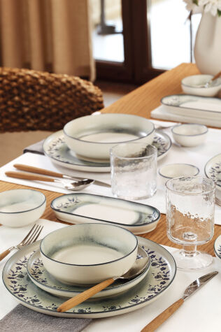 Kütahya Porselen Indigo Bloom 30 Parça 6 Kişilik Yemek Takımı - Kütahya Porselen