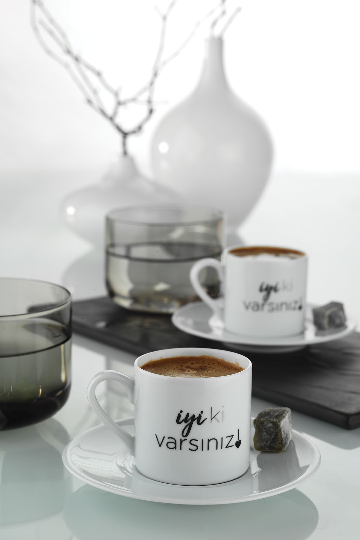 Kütahya Porselen 4 Parça 2 Kişilik İyi Ki Varsın Kahve Takımı