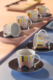 Kütahya Porselen 12 Parça 6 Kişilik Kahve Fıncani Takimi Art Deco 10876 - 
