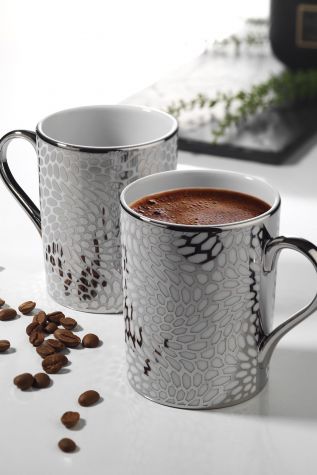 Kütahya Porselen Forest 2li Mug Bardak Platin 10927 - Kütahya Porselen