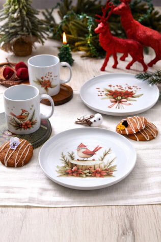 Kütahya Porselen Kış Bahçesi 4 Parça İkram Seti - Kütahya Porselen