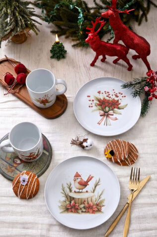 Kütahya Porselen Kış Bahçesi 4 Parça İkram Seti - Kütahya Porselen