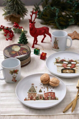 Kütahya Porselen Kış Masalı 4 Parça İkram Seti - Kütahya Porselen