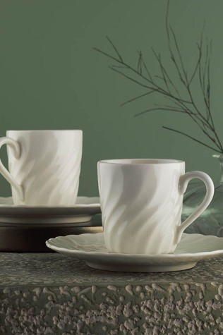 Kütahya Porselen Lilyum 12 Parça 6 Kişilik Kahve Fincan Takımı - Kütahya Porselen