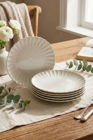 Kütahya Porselen Luz 6 Parça 21 Cm Pasta Tabağı - Kütahya Porselen