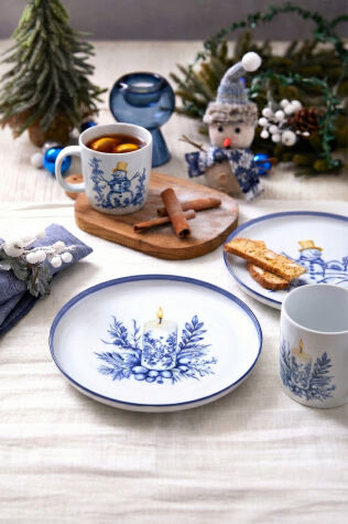 Kütahya Porselen Mavi Ateş 4 Parça İkram Seti - Kütahya Porselen