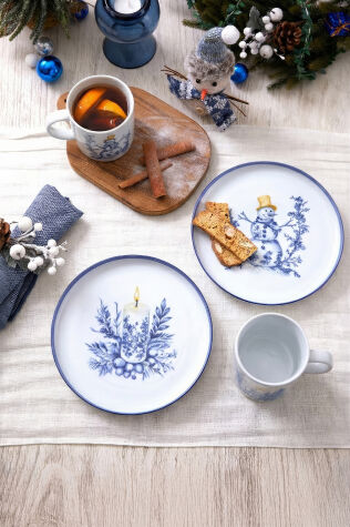 Kütahya Porselen Mavi Ateş 4 Parça İkram Seti - Kütahya Porselen