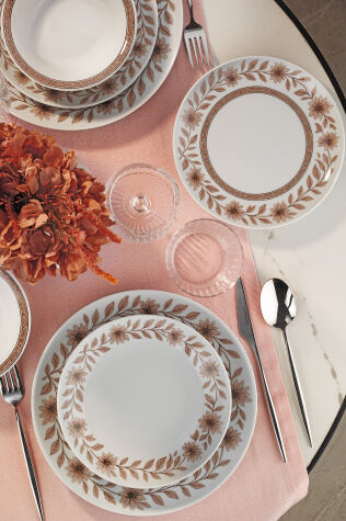 Kütahya Porselen Meadow Maroon 24 Parça 6 Kişilik Yemek Takımı - Kütahya Porselen