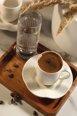 Kütahya Porselen Milena 12 Parça 6 Kişilik Kahve Fincan Takımı Krem - Kütahya Porselen