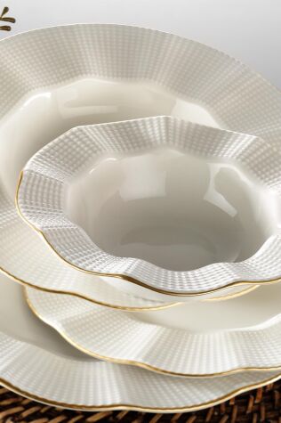 Kütahya Porselen Milena 24 Parça 6 Kişilik Yemek Takımı Altın File - Kütahya Porselen