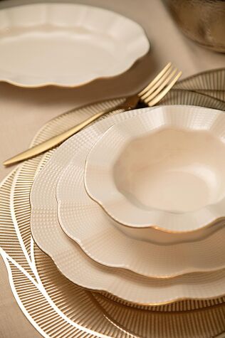 Kütahya Porselen Milena 26 Parça 6 Kişilik Yemek Takımı Altın Fileli - Kütahya Porselen