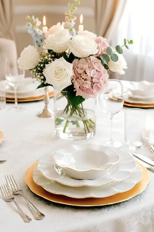 Kütahya Porselen Milena 51 Parça 12 Kişilik Yemek Takımı Krem Altın File - Kütahya Porselen