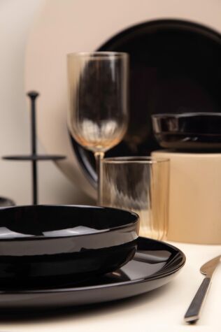 Kütahya Porselen Moderna 12 Parça 4 Kişilik Yemek Takımı Siyah - Kütahya Porselen