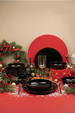 Kütahya Porselen Moderna 12 Parça 4 Kişilik Yemek Takımı Siyah - Kütahya Porselen