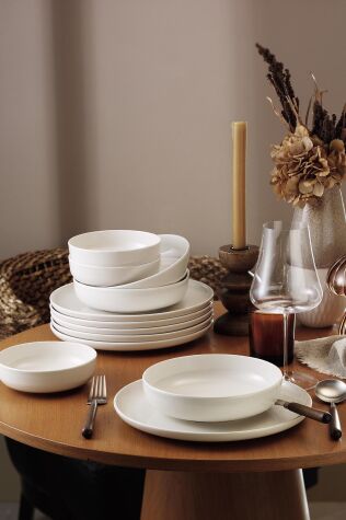 Kütahya Porselen Moderna 12 Parça 4 Kişilik Yemek Takımı Beyaz - Kütahya Porselen