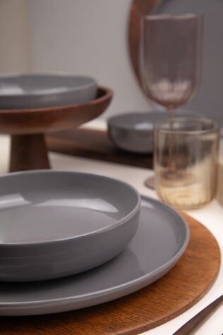 Kütahya Porselen Moderna 12 Parça 4 Kişilik Yemek Takımı Gri - Kütahya Porselen