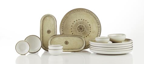 Kütahya Porselen Traces of Roots 14 Parça 6 Kişilik Kahvaltı Takımı - Kütahya Porselen