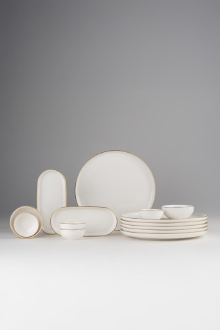 Kütahya Porselen Moderna 14 Parça 6 Kişilik Kahvaltı Takımı Mat Altın File - Kütahya Porselen