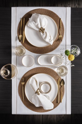 Kütahya Porselen Moderna 14 Parça 6 Kişilik Kahvaltı Takımı Mat Altın File - Kütahya Porselen