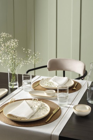 Kütahya Porselen Moderna 14 Parça 6 Kişilik Kahvaltı Takımı Mat Altın File - Kütahya Porselen