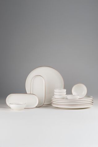 Kütahya Porselen Moderna 14 Parça 6 Kişilik Kahvaltı Takımı Mat Bronz File - Kütahya Porselen