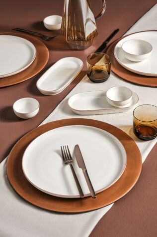 Kütahya Porselen Moderna 14 Parça 6 Kişilik Kahvaltı Takımı Mat Bronz File - Kütahya Porselen