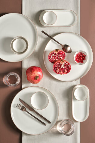 Kütahya Porselen Moderna 14 Parça 6 Kişilik Kahvaltı Takımı Mat Bronz File - Kütahya Porselen