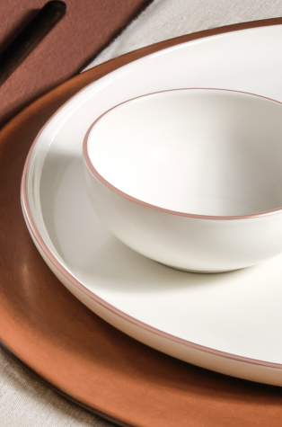 Kütahya Porselen Moderna 14 Parça 6 Kişilik Kahvaltı Takımı Mat Bronz File - Kütahya Porselen