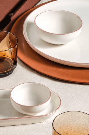 Kütahya Porselen Moderna 14 Parça 6 Kişilik Kahvaltı Takımı Mat Bronz File - Kütahya Porselen